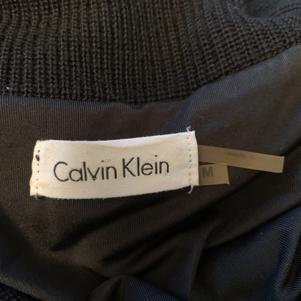 Calvin Klein Black Wool Cowl Neck Pointelle Sweater Dress Medium - Picture 10 of 12